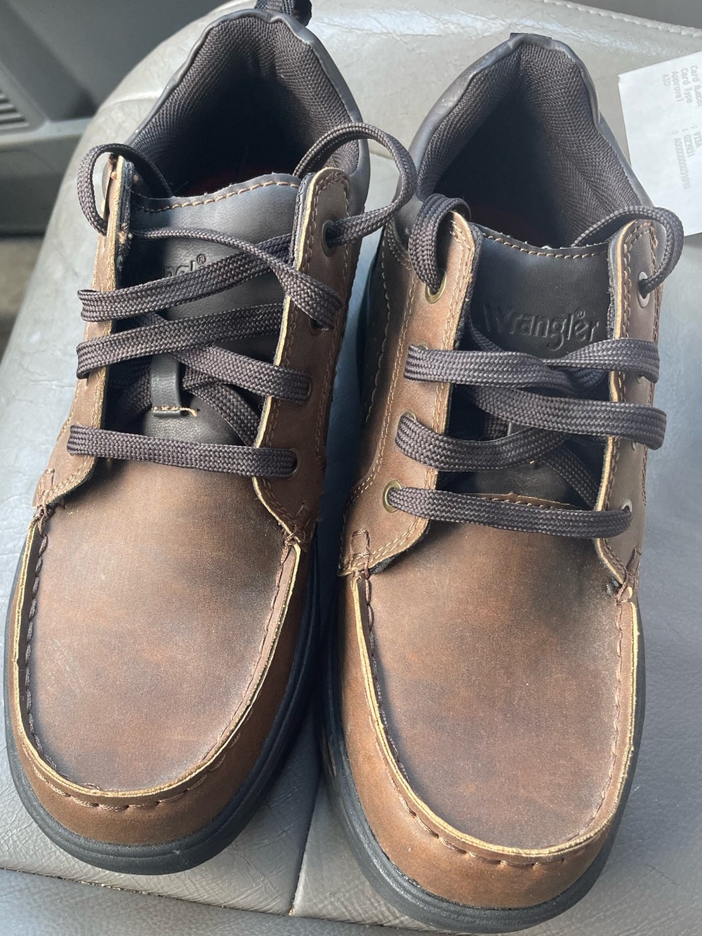 Wrangler Men's Brown Leather-Style Lace-Up Boot Shoes size 7